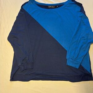 Blue Colorblock Long Sleeve Top